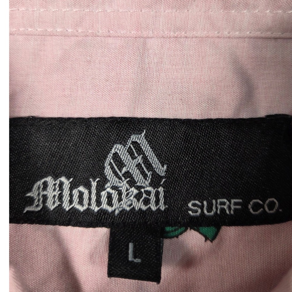 Molokai Surf Co Button Down Shirt Mens Large Pink Cactus Print Short Sleeve - Picture 2 of 10